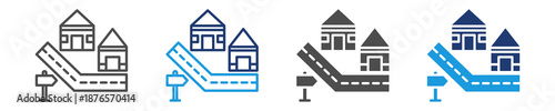 main streets icon set multiple style