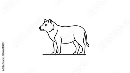 Tasmanian Tiger Outline Drawing, Extinct Animal Line Art