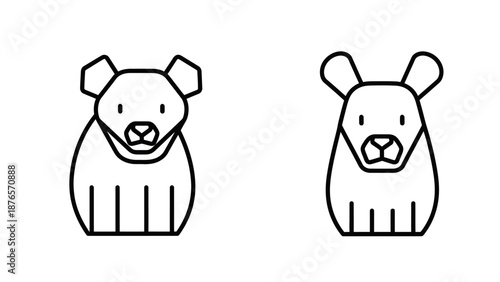 Two Line Art Hamsters Facing Forward, Minimalist Pet Icons