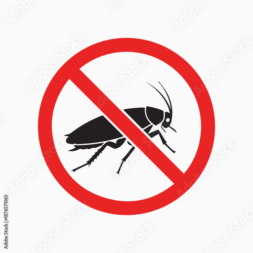 No Pest Zone: A stark black silhouette of a cockroach is superimposed against a vibrant red prohibition sign, creating a bold, unmistakable symbol of pest control.