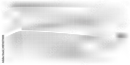 Grunge halftone gradient background. Faded grit noise texture. White and black sand wallpaper. Retro pixelated backdrop. Anime or manga style comic overlay.