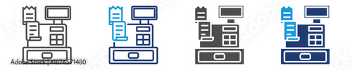 cash register icon set multiple style