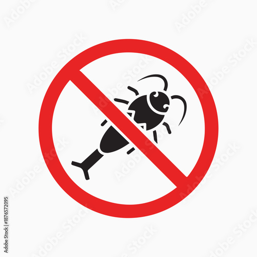 Cockroach Prohibition: A bold visual message about cockroach control is conveyed through a symbol of prevention in a sleek design. 