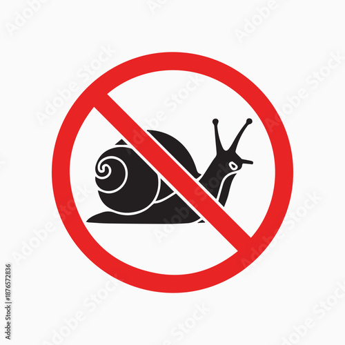 Prohibition sign for snail: A bold red prohibition sign prominently features a snail, conveying a clear message of restriction or exclusion regarding this creature.