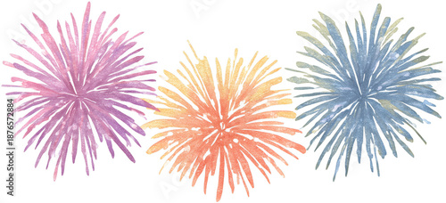 Colorful Watercolor Fireworks Illustration