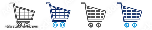 shopping cart icon set multiple style