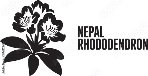 Nepal rhododendron national flower silhouette graphic design element for emblem emblem
