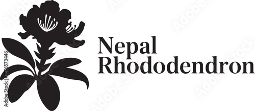 Nepal rhododendron national flower silhouette stylized text design vector emblem