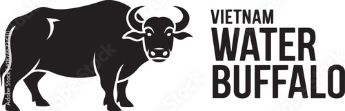 Vietnam water buffalo illustration with country name and animal name vector