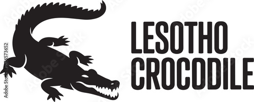 Strong black crocodile mascot logo design for lesotho crocodile vector animal emblem silhouette