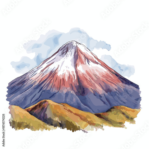 Chimborazo Volcano. Chimborazo Volcano hand drawn watercolor illustration