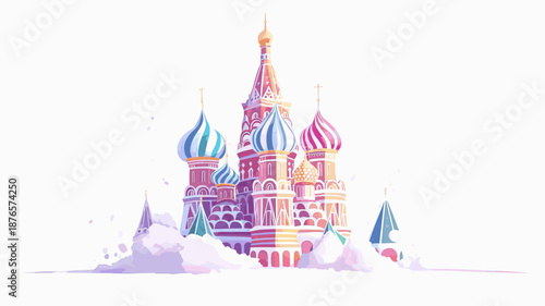 Saint Basils Cathedral. Saint Basils Cathedral watercolor vector illustration