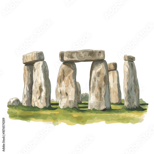 Stonehenge. Stonehenge watercolor vector illustration