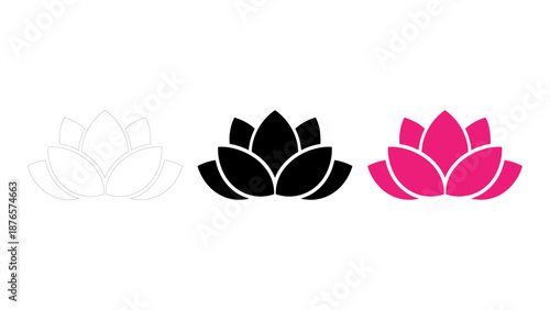Lotus flower icon set symbol of peace, mindfulness, and balance ŁŁŁ elegant vector design