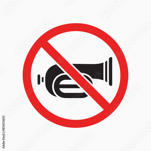 No Honking: This graphic icon serves as a clear and concise visual directive, prohibiting the use of a horn.