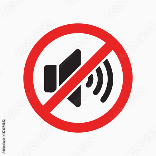 Silent Zone: A bold graphic illustration of a speaker, crossed out with a red circle, silently conveys the universal message of silencing sounds.