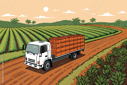 Plantation Logistics Truck Field Road