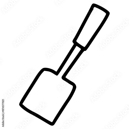 Kitchen Spatula Hand Drawn Crayon, Wax Crayons Rough Texture Doodle Cooking Turner Element Perfect for Flipping Food, Frying, Bakery Utensil, Restaurant Menu, or Culinary Illustration