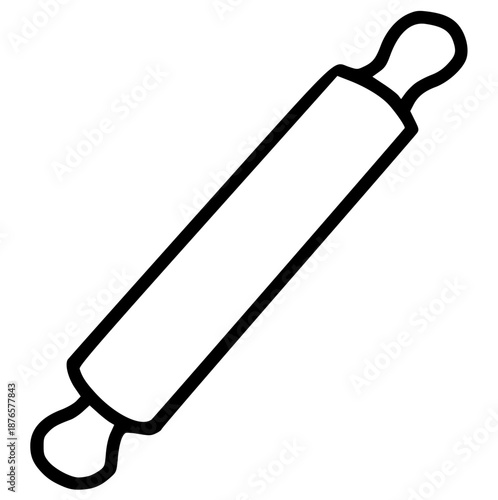 rolling pin doodle with rough crayon texture, scribble wooden baker tool icon for pastry making, kitchen utensil element, bakery concept, sketchy vector on white background