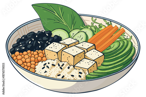 Plant Based Trendy Health Plate Illustrati