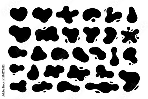 Set of liquid shapes. Abstract watery forms template.