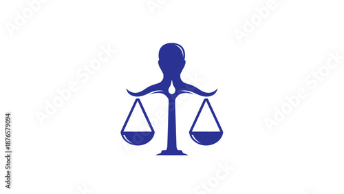 Blue Silhouette of Justice Scales Symbolizing Law and Fairness.