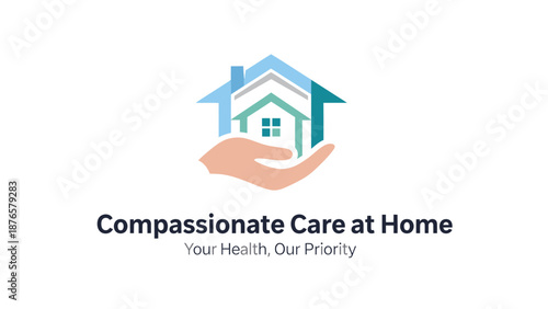 Compassionate Care at Home Logo with Hand and House Symbol.
