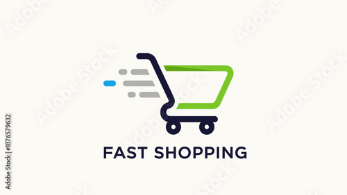 Dynamic Fast Shopping Cart Logo for E-commerce and Quick Delivery Services.