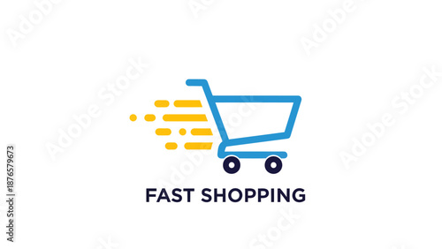 Dynamic Fast Shopping Cart Logo with Speed Lines.