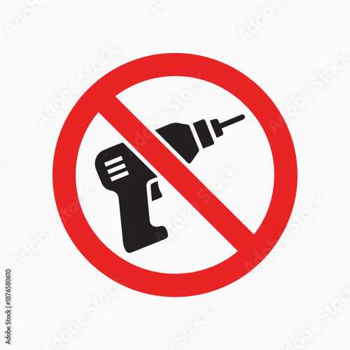 No Drill Zone: A bold, minimalist icon showcases a no-drill symbol, indicating a clear prohibition against using drills.