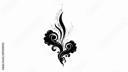 Elegant black flourish with wispy accents on a clean white background