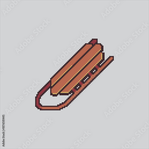 Pixel art illustration Snow Sled. Pixelated Sled Board. Snow Sled Board Icon pixelated for the pixel art game and icon for website and video game. old school retro.