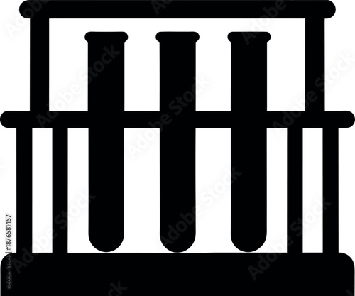 Test Tube Beaker Icon in Rack Silhouette for Scientific Experiment Illustration