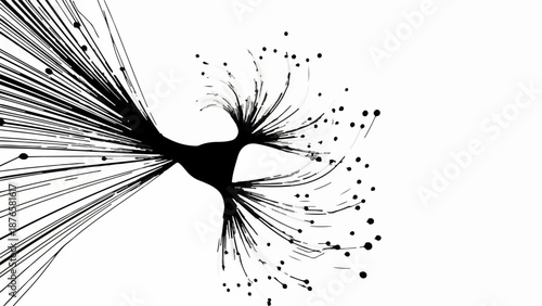 Abstract network of black lines and dots on a white background, suggesting connection and growth.