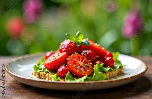 Wallpaper Mural Vibrant Tomato Toast with Garden Herbs Torontodigital.ca