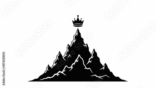 Majestic mountain peak crowned with a regal symbol of power and achievement.