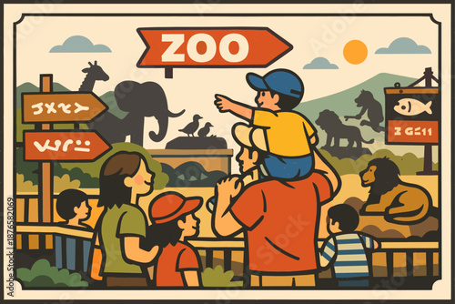 Family visit to zoo with diverse animals and attractions