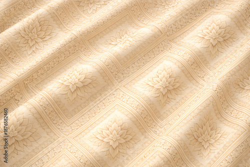 Elegant Thai silk cloth with classic ornamental pattern, luxurious texture