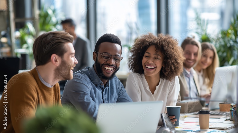 Fototapeta premium Diverse Team Collaboration in Modern Office