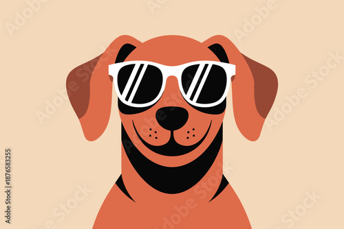 Smiling Dog Wearing Sunglasses, pet lifestyle concept