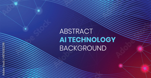 Abstract ai technology background with Glowing Connections blue waves