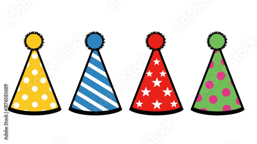 Colorful Party Hats Vector Illustration Isolated for Festive Celebration Events
