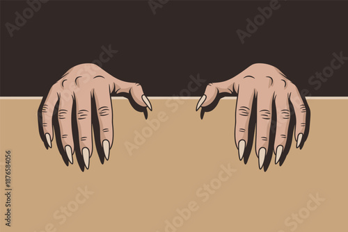 Creepy Hands Reaching Out, horror fear concept with copy space