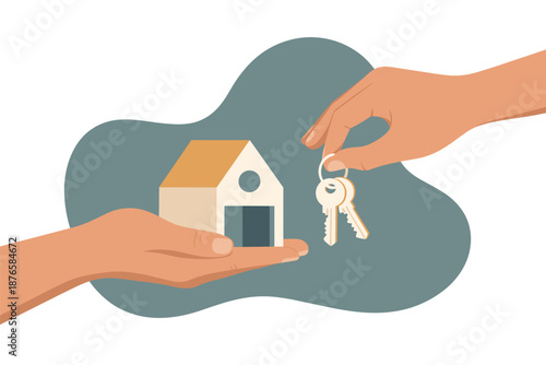 Real Estate Transaction Handing Over Keys to a New Home, property ownership concept