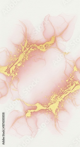 Delicate Pink and Gold Abstract Texture with Fluid Art Inspired Design Elements