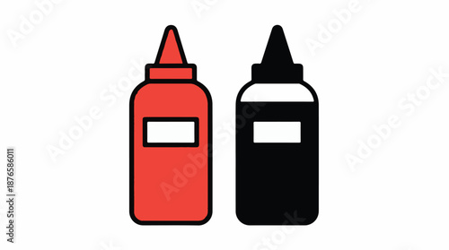 Squeeze Bottles Icon – Ketchup and Soy Sauce Flat Vector