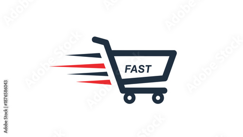 Fast shopping cart icon representing quick delivery and efficient e-commerce.