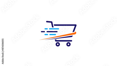 Fast Shopping Cart Icon Representing Quick Delivery Services.