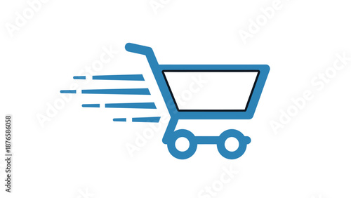 Fast Shopping Cart Icon Representing Quick Delivery Services.