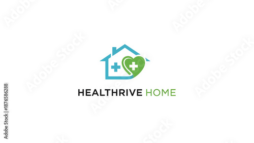 Healththrive Home logo with house, heart, and cross symbols.